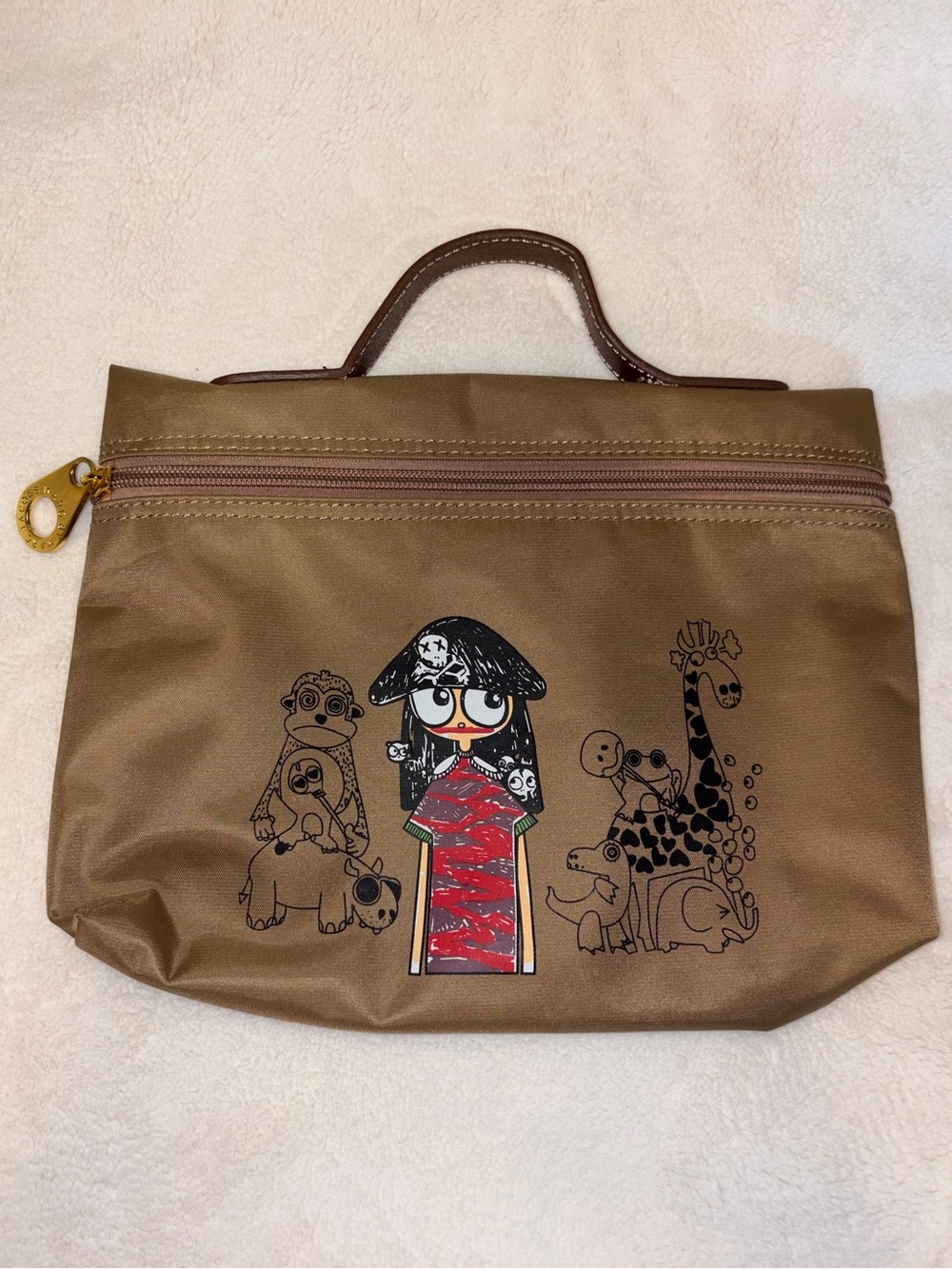 Marc by Marc Jacobs Brown Cartoon Print Pirate Girl Women’s Handbag Pouch